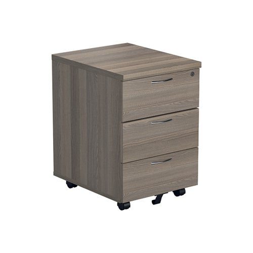JEMINI 3 DRAWER MOBILE PEDESTAL 404X500X595MM GREY OAK KF810