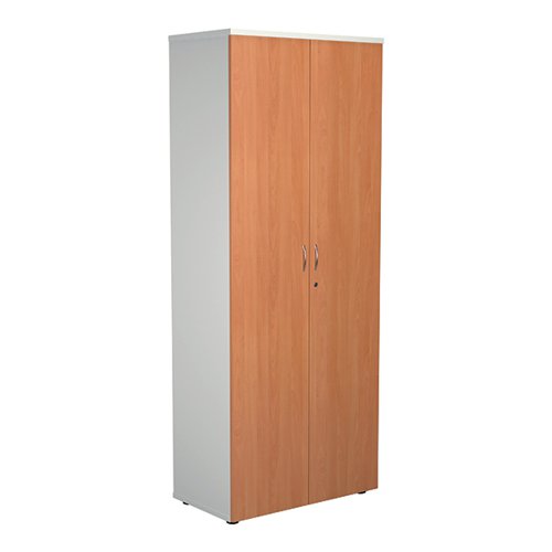 JEMINI WOODEN CUPBOARD 800X450X2000MM WHITE/BEECH KF811107