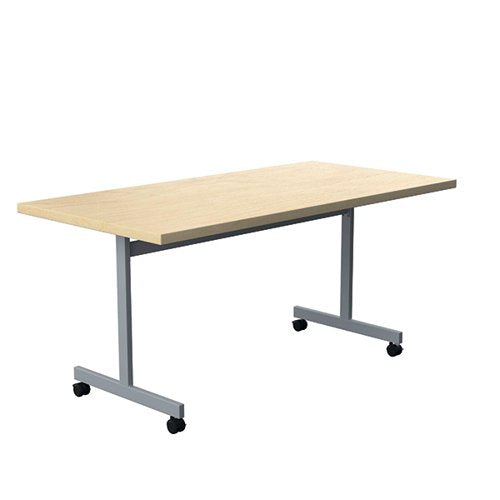 JEMINI TILTING TABLE 1600X700X730MM MAPLE/SILVER KF816504