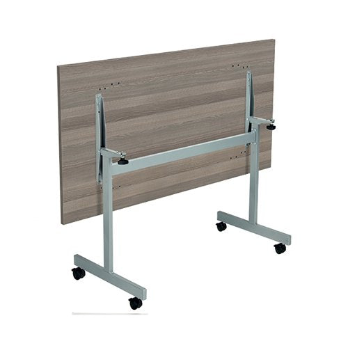 JEMINI RECTANGULAR TILTING TABLE 1600X700X720MM GREY OAK/SIL