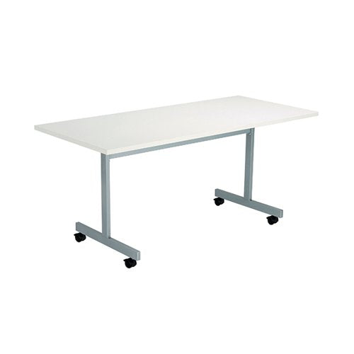 JEMINI RECTANGULAR TILTING TABLE 1600X700X720MM WHITE/SILVER