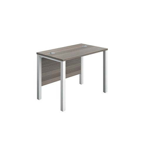 JEMINI RECTANGULAR GOAL POST DESK 1000X600X730MM GREY OAK/WH