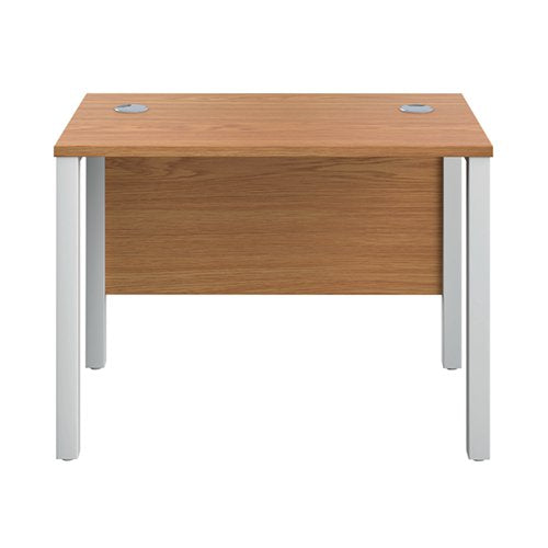 JEMINI RECTANGULAR GOAL POST DESK 1000X600X730MM NOVA OAK/WH