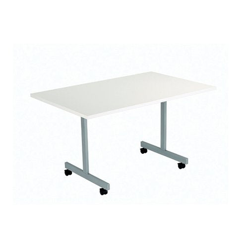 JEMINI RECTANGULAR TILTING TABLE 1200X800X730MM WHITE/SILVER