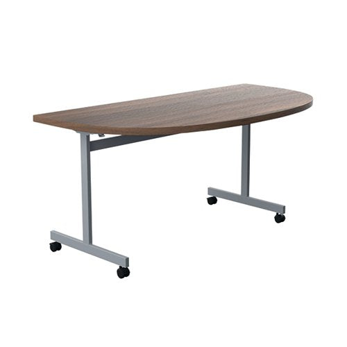 JEMINI D-END TILT TABLE 1600X800X720MM DARK WALNUT/SILVER KF