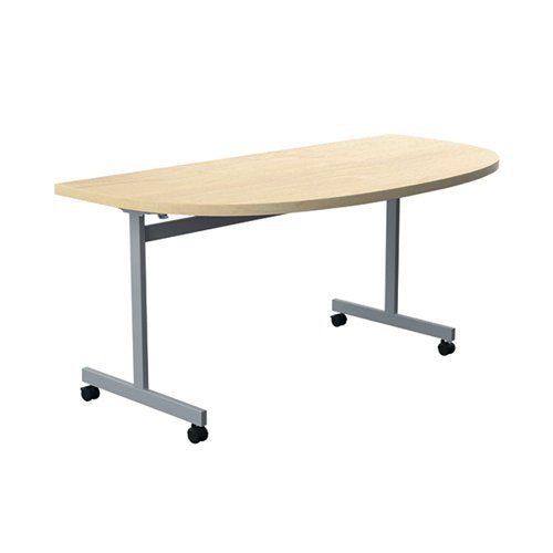 JEMINI D-END TILT TABLE 1600X800X720MM MAPLE/SILVER KF822509