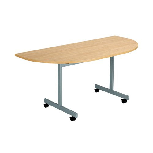 JEMINI D-END TILT TABLE 1600X800X720MM NOVA OAK/SILVER KF822