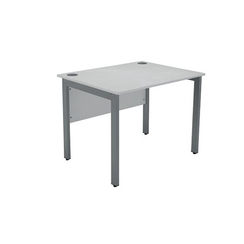 SERRION RECTANGULAR GOAL POST DESK 1000X800X730MM WHITE/SILV