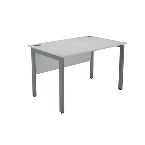 SERRION RECTANGULAR GOAL POST DESK 1200X800X730MM WHITE/SILV