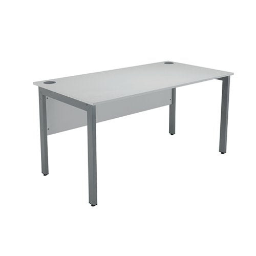 SERRION RECTANGULAR GOAL POST DESK 1500X800X730MM WHITE/SILV
