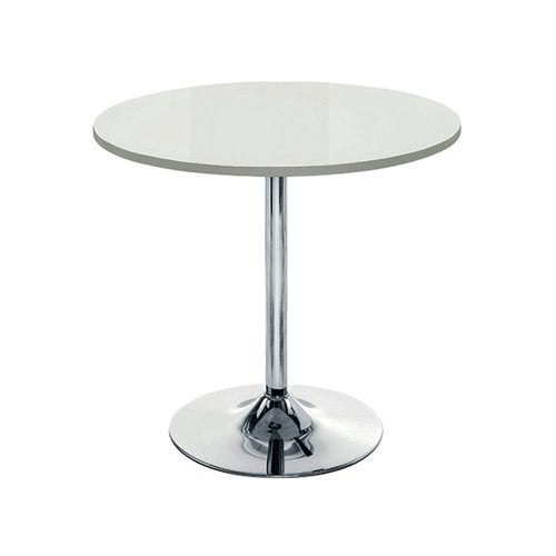 JEMINI BISTRO TRUMPET TABLE SMALL 800X800X715MM WHITE/CHROME