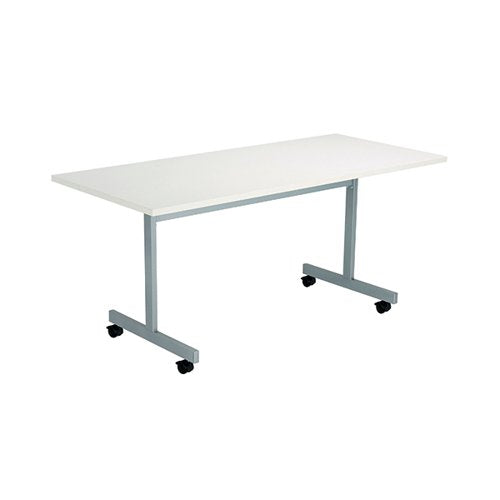 JEMINI RECTANGULAR TILTING TABLE 1600X800X730MM WHITE/SILVER