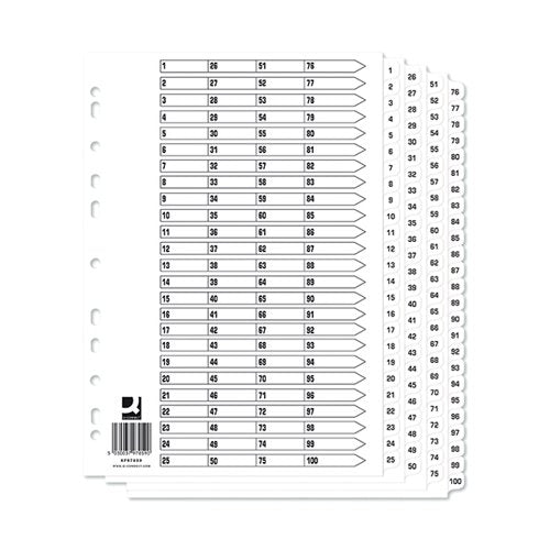 Q-CONNECT A4 1-100 MYLAR INDEX (10 PACK) KF97059Q