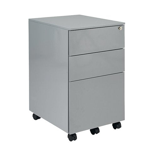 FIRST 3 DRAWER UNDER DESK PEDESTAL STEEL 380X470X615MM SILVE