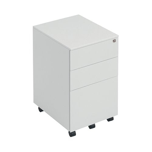 FIRST 3 DRAWER UNDER DESK PEDESTAL STEEL 380X470X615MM WHITE