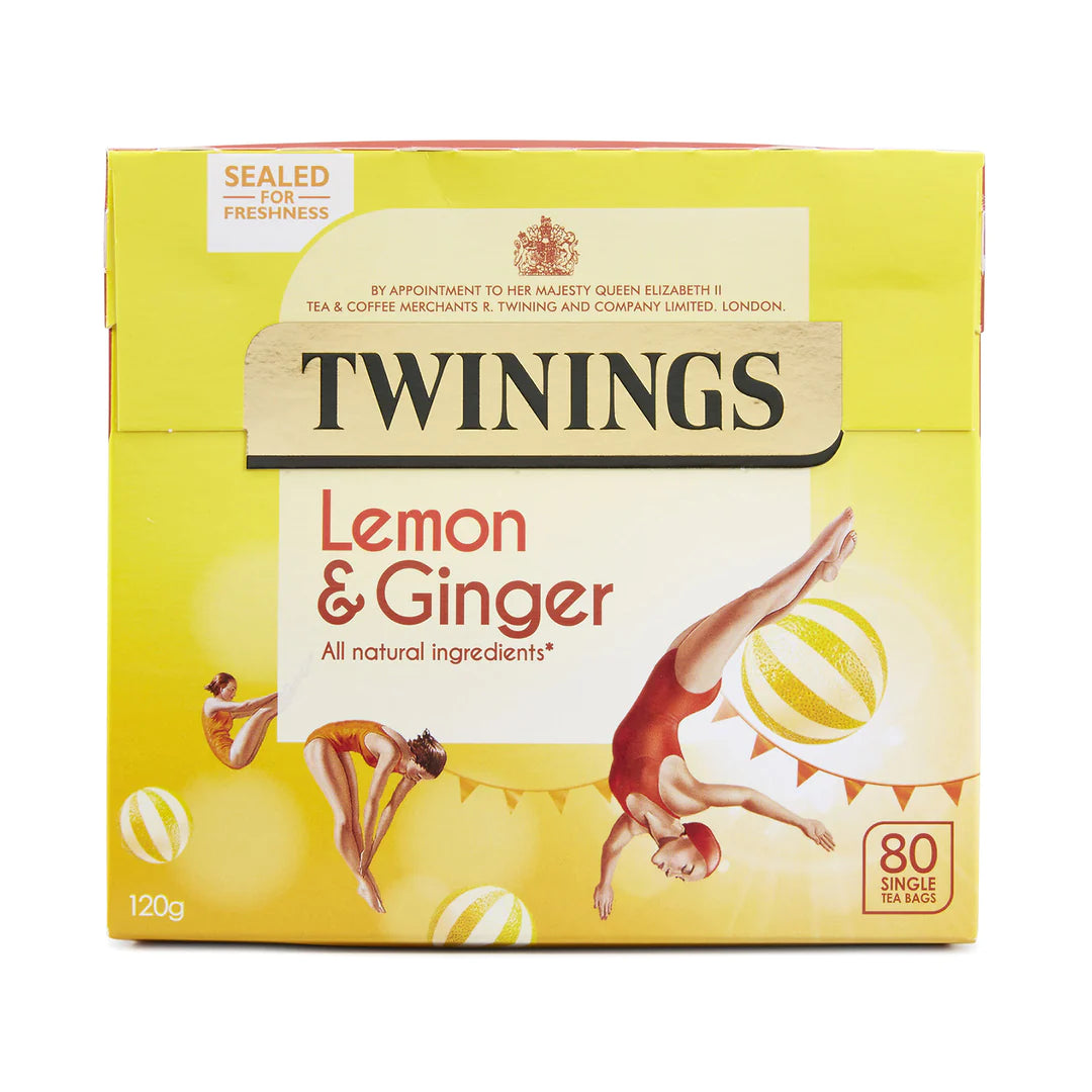 TWININGS LEMON & GINGER LOOSE TEA BAGS (80 bags) x 4