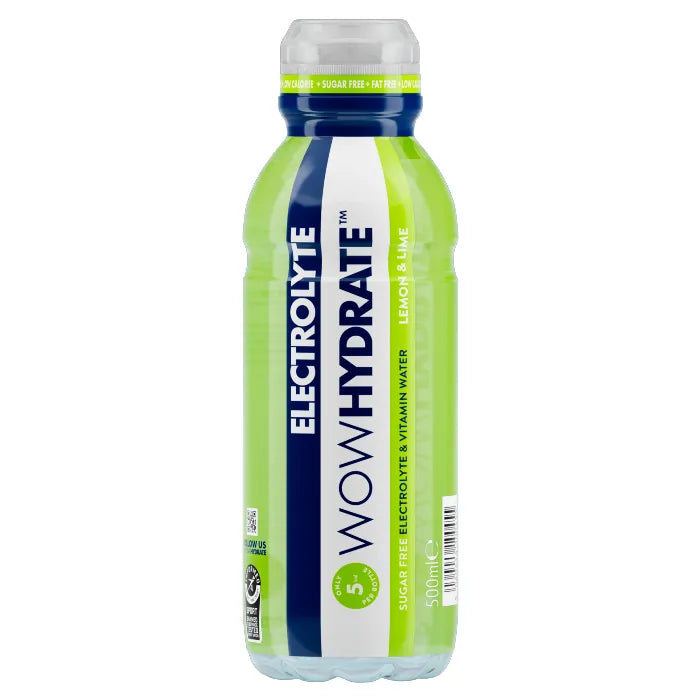 WOW HYDRATE ELECTROLYTE LEMON & LIME (500ml) x 12