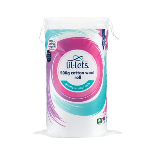 LIL-LETS COTTON WOOL ROLL 500G (PACK OF 12) 99CRL500CO