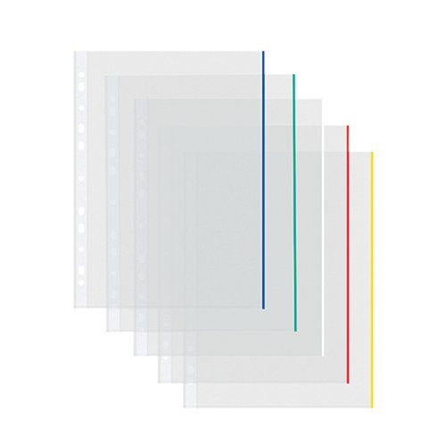 COLOURED EDGE PUNCHED POCKETS A4 (PACK OF 100) 9410410
