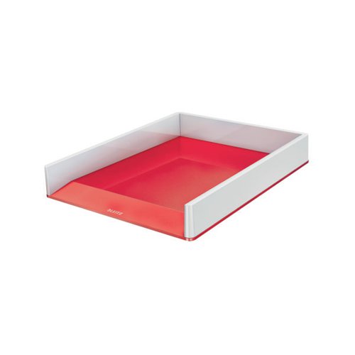 LEITZ WOW LETTER TRAY DUO COLOUR WHITE/RED 53611026