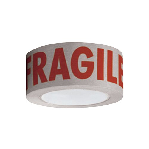 50MMX50M SELF ADHESIVE PAPER TAPE PRINTED FRAGILE (PACK OF 6
