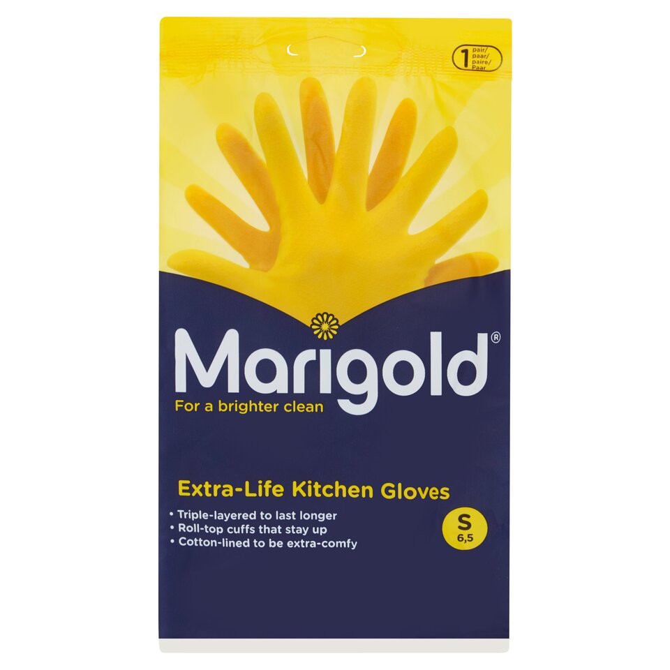 MARIGOLD EXTRA-LIFE KITCHEN GLOVES YELLOW SMALL - PAIR