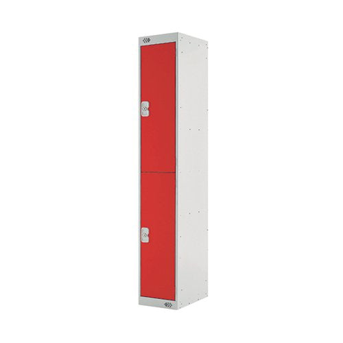 TWO COMPARTMENT LOCKER 300X300X1800MM RED DOOR MC00011