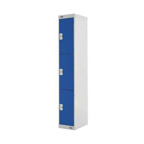 THREE COMPARTMENT LOCKER 300X300X1800MM BLUE DOOR MC00013