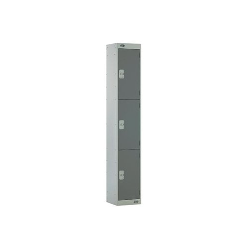 THREE COMPARTMENT LOCKER 300X300X1800MM DARK GREY DOOR MC000