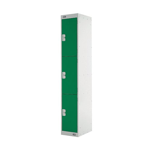 THREE COMPARTMENT LOCKER 300X300X1800MM GREEN DOOR MC00016