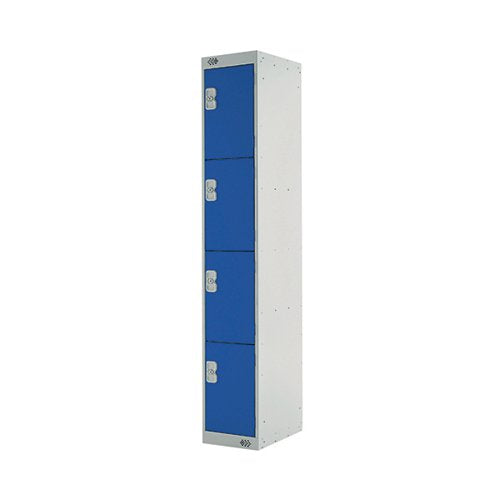 FOUR COMPARTMENT LOCKER 300X300X1800MM BLUE DOOR MC00019