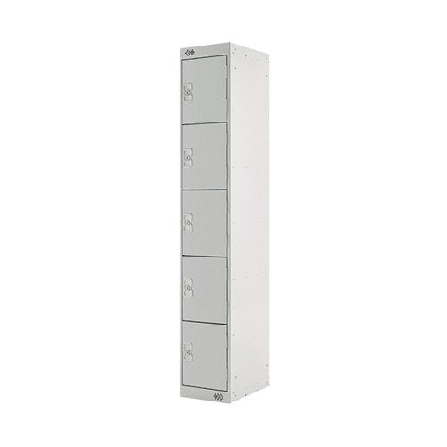 FIVE COMPARTMENT LOCKER 300X300X1800MM LIGHT GREY DOOR MC000