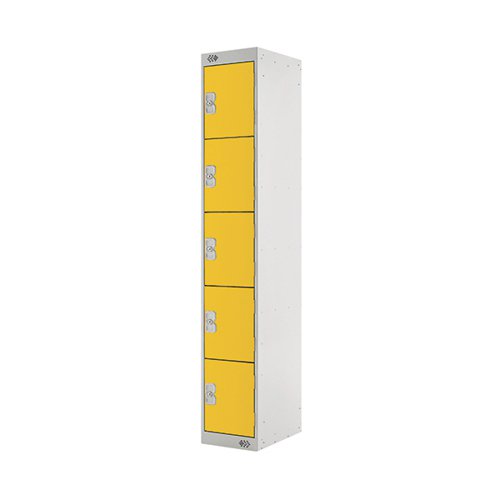 FIVE COMPARTMENT LOCKER 300X300X1800MM YELLOW DOOR MC00030