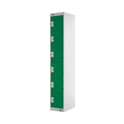 SIX COMPARTMENT LOCKER 300X300X1800MM GREEN DOOR MC00034