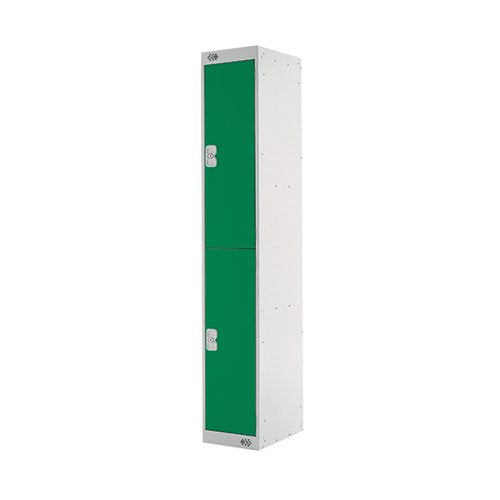 TWO COMPARTMENT LOCKER 300X450X1800MM GREEN DOOR MC00046