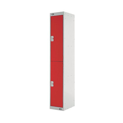 TWO COMPARTMENT LOCKER 300X450X1800MM RED DOOR MC00047