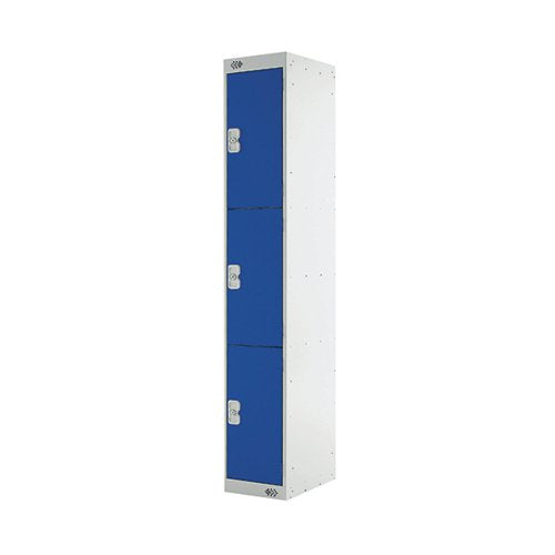 THREE COMPARTMENT LOCKER 300X450X1800MM BLUE DOOR MC00049