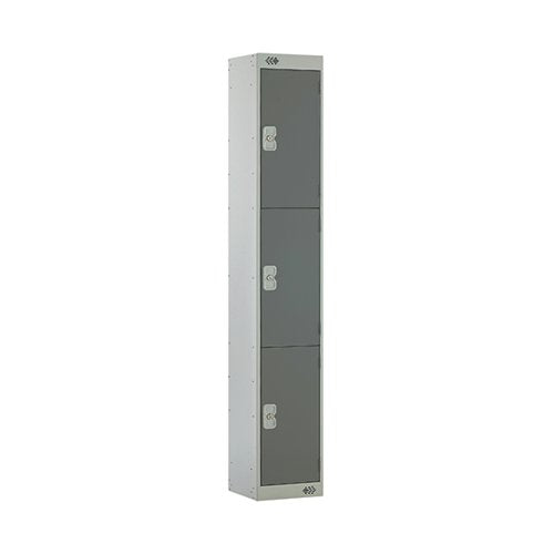 THREE COMPARTMENT LOCKER 300X450X1800MM DARK GREY DOOR MC000