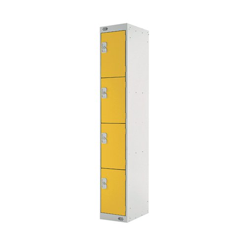 FOUR COMPARTMENT LOCKER 300X450X1800MM YELLOW DOOR MC00060