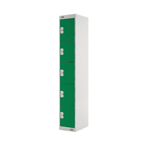 FIVE COMPARTMENT LOCKER 300X450X1800MM GREEN DOOR MC00064