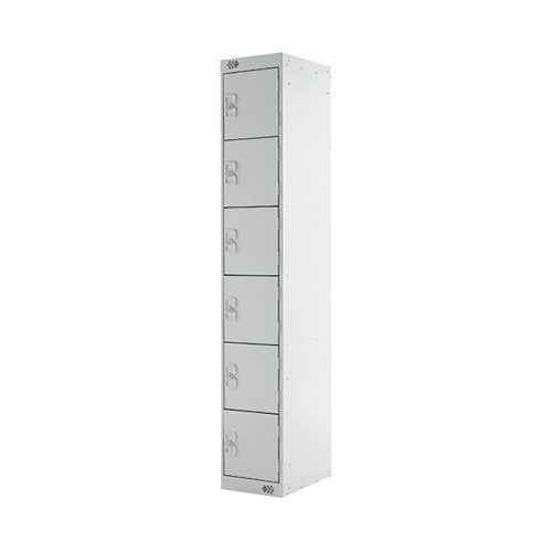 SIX COMPARTMENT LOCKER 300X450X1800MM LIGHT GREY DOOR MC00068
