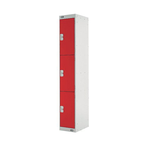 THREE COMPARTMENT EXPRESS STANDARD LOCKER 300X300X1800MM RED
