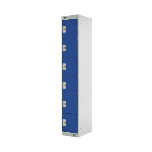 SIX COMPARTMENT EXPRESS STANDARD LOCKER 300X300X1800MM BLUE