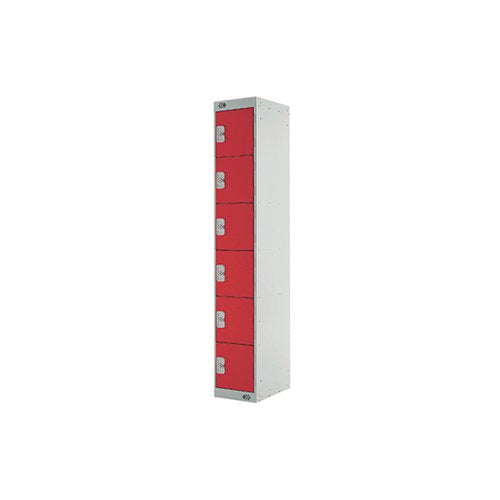 SIX COMPARTMENT EXPRESS STANDARD LOCKER 300X300X1800MM RED D