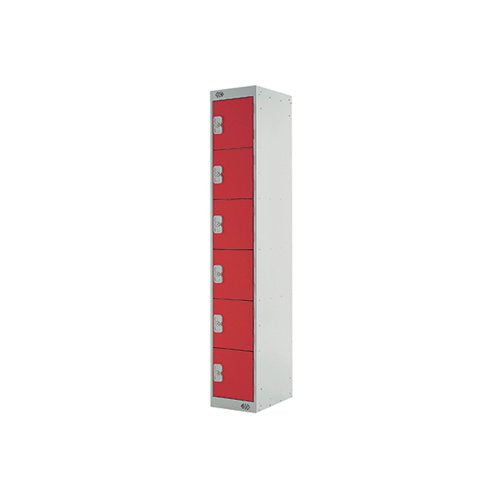 SIX COMPARTMENT EXPRESS STANDARD LOCKER 300X450X1800MM RED D