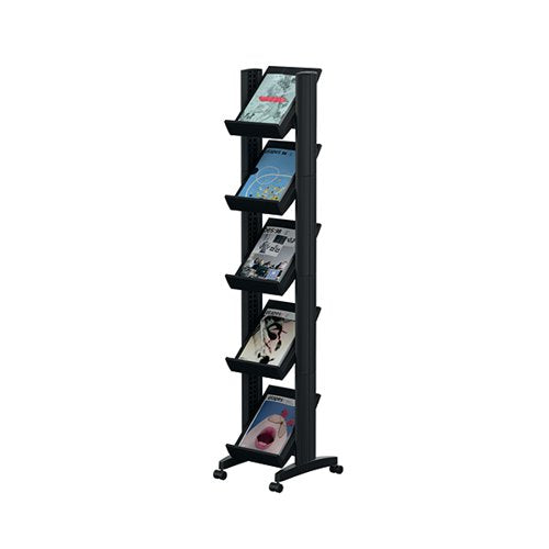 FAST PAPER 5 SHELF MOBILE LITERATURE DISPLAY NARROW BLACK F259N01
