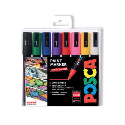 POSCA UNI POSCA PC-5M PAINT MARKER BULLET ASSORTED (PACK OF