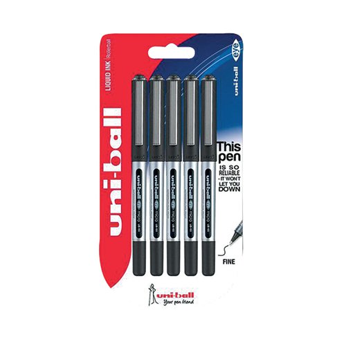 UNI-BALL UB-150 EYE ROLLERBALL PEN FINE BLACK (5 PACK) 15354