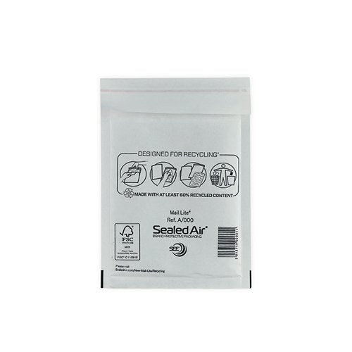 MAIL LITE BUBBLE POSTAL BAG WHITE A000 110X160 (PACK OF 100)
