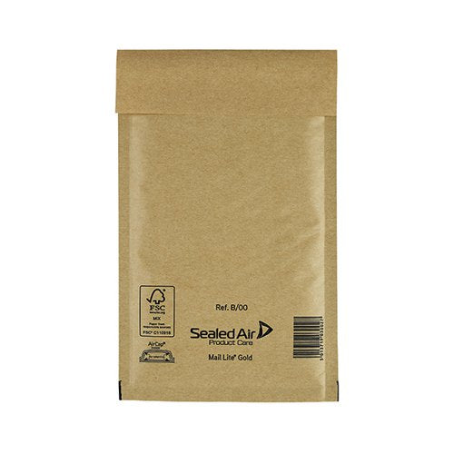 MAIL LITE BUBBLE POSTAL BAG GOLD B00-120X210 (PACK OF 100) 1